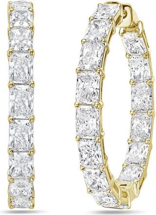 Diana M. Jewels 14kt 10cts Gold Lab Grown Radiant Diamond In & Out Hoop Earring, 10cts of radiant shaped lab diamonds, DEF color, VS clarity, dimension: 1