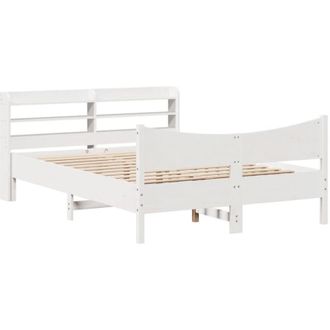 vidaXL Vidaxl - Bed Frame with Headboard White 120x190 cm Small Double Solid Wood Pine
