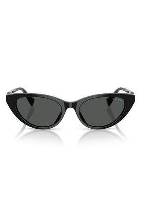 Ralph Lauren 53mm Gradient Cat Eye Sunglasses in Shiny Black/grey at Nordstrom