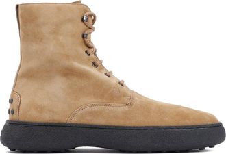 Tod's Brown Winter Gommino Suede Leather Boots-Uomo