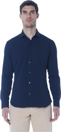 Caliban Camicia in tessuto tecnico no stiro - Heren - Casual Overhemden - Blauw - L - Overhemden