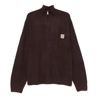 Carhartt Work in Progress Detroit Half Zip Sweater - Heren - Coltruien - Bruin - XL - Wol - Truien & Vesten