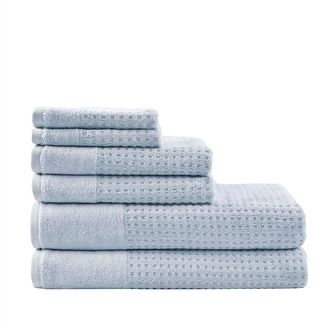 Home Outfitters Grey 100% Cotton 6pcs Bath Towel Set, Absorbent, Bathroom Spa Towel, Modern/Contemporary