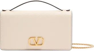 Valentino Garavani VLOGO SIGNATURE CHAIN WALLET IN GARNET CALFSKIN - Valentino Garavani - Woman