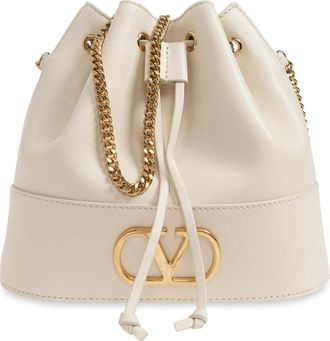 Valentino Garavani Tassen, Dames, Beige, ONE Size, Leer, Leren Logotas
