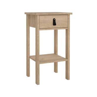 Dmora Dmora - Mesa De Noche Maxine, C&oacute;moda Baja, Mesilla De Noche, Estante De La Cama, 40x34 H70 Cm, Roble