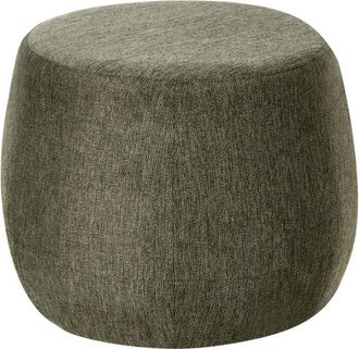 Beliani Puf De Tela Redondo Moderno Forma Tambor Suave Sal&oacute;n Dormitorio Verde Oscuro Ashton