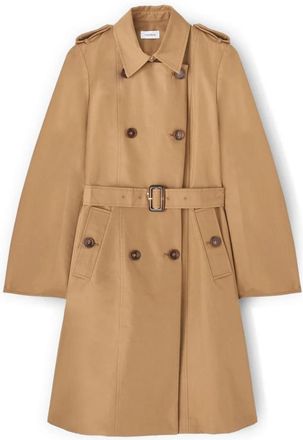 Motivi Dubbelrijige trenchcoat van katoenmix met ceintuur - Dames - Trenchcoats - Bruin - XL - Katoen - Jassen