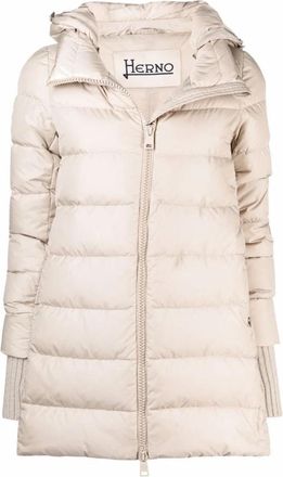 Herno Medium Down Jacket With Hood - Dames - Dons jassen - Beige - S - Nylon - Jassen
