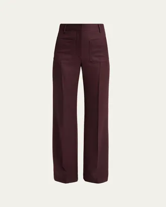 Victoria Beckham Alina Front-Pocket Straight-Leg Trousers