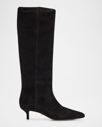 Veronica Beard Lisa Suede Kitten-Heel Knee Boots