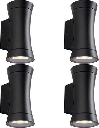 Loops 4 PACK Up & Down Twin Convex Wall Light - 2 x 20W GU10 Reflector - IP44 Rated