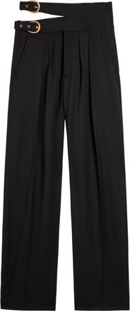 Chlo&eacute; Belt-effect Straight-leg Wool Trousers - Black - 40 (UK12 / M)