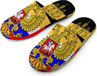 Generic Flag of Russia Mens Cozy Memory Foam Slippers Warm Cotton House Shoes Comfy Slipper for Indoor Outdoor
