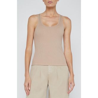 L'agence Adira Scoop Neck Rib Tank in Cappuccino at Nordstrom, Size X-Small