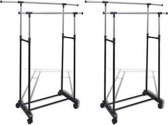 vidaXL Vidaxl - Appendiabiti Regolabili 2 pz con 2 Aste per Abiti