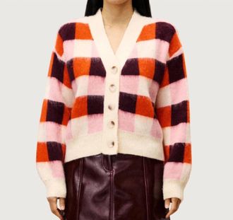 FRNCH Viola V Neck Cardigan In Rose