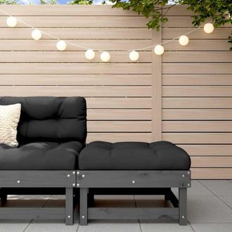 vidaXL Taburete De Jard&iacute;n Con Coj&iacute;n Madera Maciza De Pino Gris Vidaxl