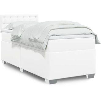 vidaXL Vidaxl - Cama Box Spring Con Colch&oacute;n Cuero Sint&eacute;tico Blanco 80x200 Cm
