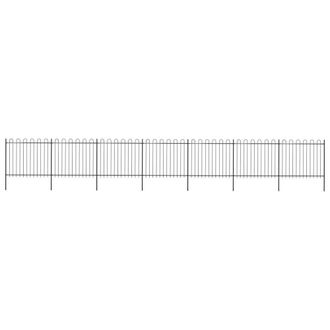 Berkfield Home Garden Fence with Hoop Top Steel 11.9x1.5 m Black