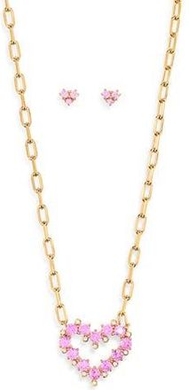 Nadri Valentines Day Capsule Stud Earrings & Necklace Set in Gold at Nordstrom Rack