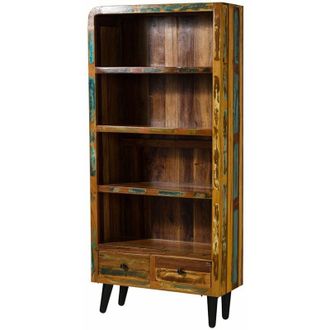 Massivmoebel24 Sixties 107 Scaffale in legno riciclato - laccato / multicolore 90x35x180