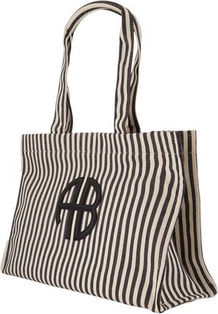 Anine Bing Womens Striped Cotton Tote Black