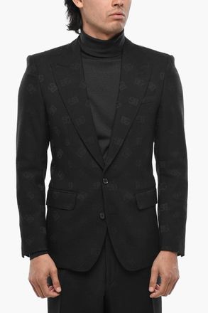 Dolce & Gabbana Giacca a Due Bottoni SICILIA In Misto Lana Logata con Rever a Lancia Dolce & Gabbana