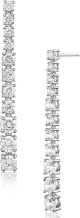 Kenneth Jay Lane Graduated Cubic Zirconia Linear Drop Earrings in Rhodium Plated at Nordstrom