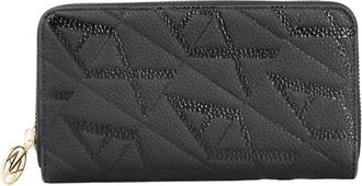 A|X Armani Exchange Zwarte Damesportemonnee Monogram Rits - Dames - Portefeuilles - Zwart - ONE Size - Accessoires