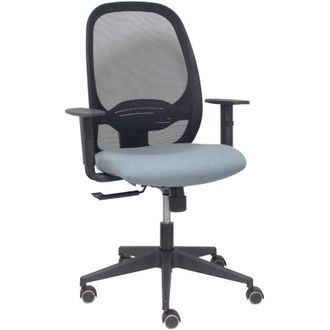 Piqueras y Crespo Silla Cilanco Negra Malla Negra Asiento Bali Gris Brazo Regulable