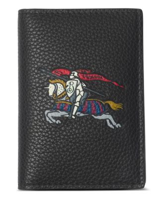 Burberry Equestrian Knight pasjeshouder van kalfsleer - Zwart