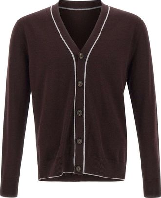 Eleventy Wol Cardigan - Heren - Vesten - Bruin - S - Wol - Truien & Vesten