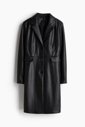 H&M Einreihiger Mantel mit Coating - Schwarz