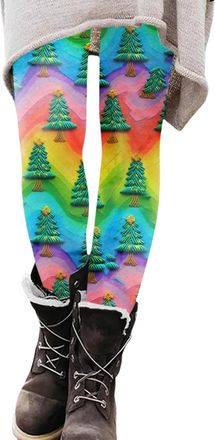 Generic Womens Christmas Novelty Print Legging Yoga Leggings Christmas Legging Snowflake Santa Reindeer Stretch Funny Yoga Pants Xmas Costume Ladies Winter Th