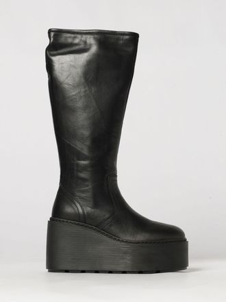 Vic Mati&eacute; Chunky Platform Wedge Leather Knee-High Boots with a Round Toe
