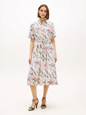 Tommy Hilfiger Print Pure Linen Midi Shirt Dress