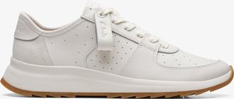 Clarks Womens Dash Lite Run Off White Leather Trainers - Size UK 3