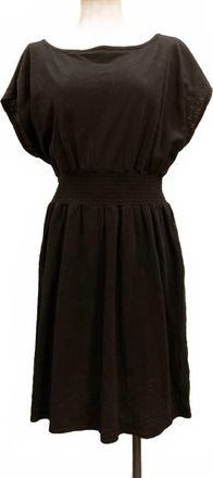 Mod-o-doc Womens Short Dolman Smocked Waist Dress In Black