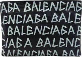 Balenciaga Pre-owned Printed Leather Clutch - Dames - Vintage Clutch - Zwart - ONE Size - Leer - Vintage
