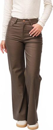 Dear John Denim Fiona High Rise Wide Leg Faux Leather Pant In Toasted Coconut Vegan Leather