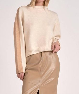 Elan Marla Colorblock Sweater In Tan Natural