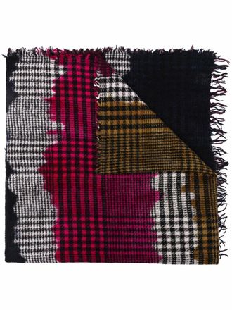 Faliero Sarti checked frayed scarf - Pink