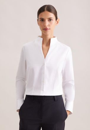 Seidensticker Klassische Bluse SEIDENSTICKER, Damen, Gr. 3XL (46), weiss (wei&szlig;), 100% Baumwolle, unifarben, slim fit, ohne Ausschnitt, Blusen Klassische Bluse, 1/1 