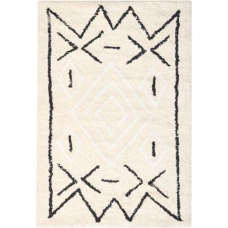 Beliani Alfombrilla De Ba&ntilde;o Moderna De Algod&oacute;n Rectangular 60 X 90 Cm Patr&oacute;n Geom&eacute;trico Accesorios De Ba&ntilde;o Beige Untla