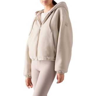 Moose Knuckles Eaton Bunny Reversible Faux Fur Hooded Jacket in Alabaster/Monogram at Nordstrom, Size X-Small