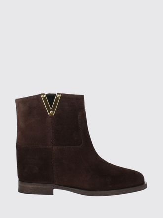 Via Roma 15 Smooth Calfskin Ankle Boots with Low Heel and Round Toe