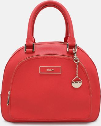 DKNY Dkny Red Leather Front Dome Satchel