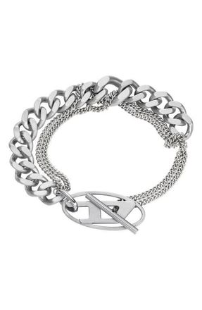 Diesel Oval D Toggle Chain Bracelet in Silver at Nordstrom