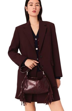 Maje Belted suit jacket in Burgundy at Nordstrom, Size 42 Eu